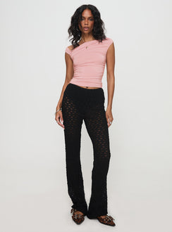 front view of model wearing Princess Polly Call It What You Want Mesh Pants Black High Rise Pants Pants 