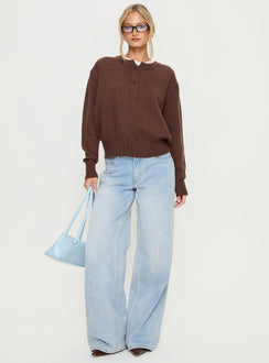 Crafted with the Melancholia Cardigan Chocolate womens jumpers in short length and oversized design product Princess Polly