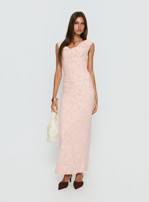 Kristeen Cowl Neck Maxi Dress Blush Pink
