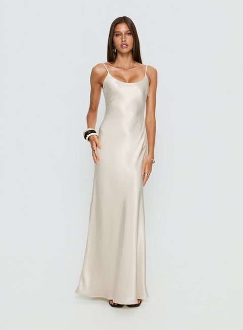 Miracles Scoop Satin Maxi Dress Champagne