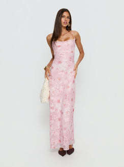 Celena Maxi Dress Pink Floral Burnout