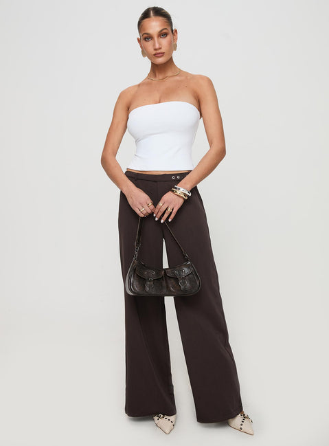 front view of model wearing Princess Polly Aurorah Strapless Top White Sleeveless straight 