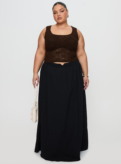 Bennington Lace Top Brown Sleeveless Square Neck 
