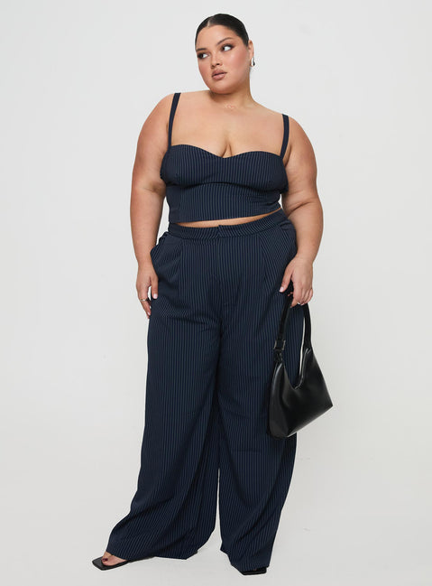 Briana Set Navy Pinstripe Curve