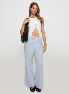 Holiday Tie Front Pant Blue/ White Stripe High Rise Pants Pants 