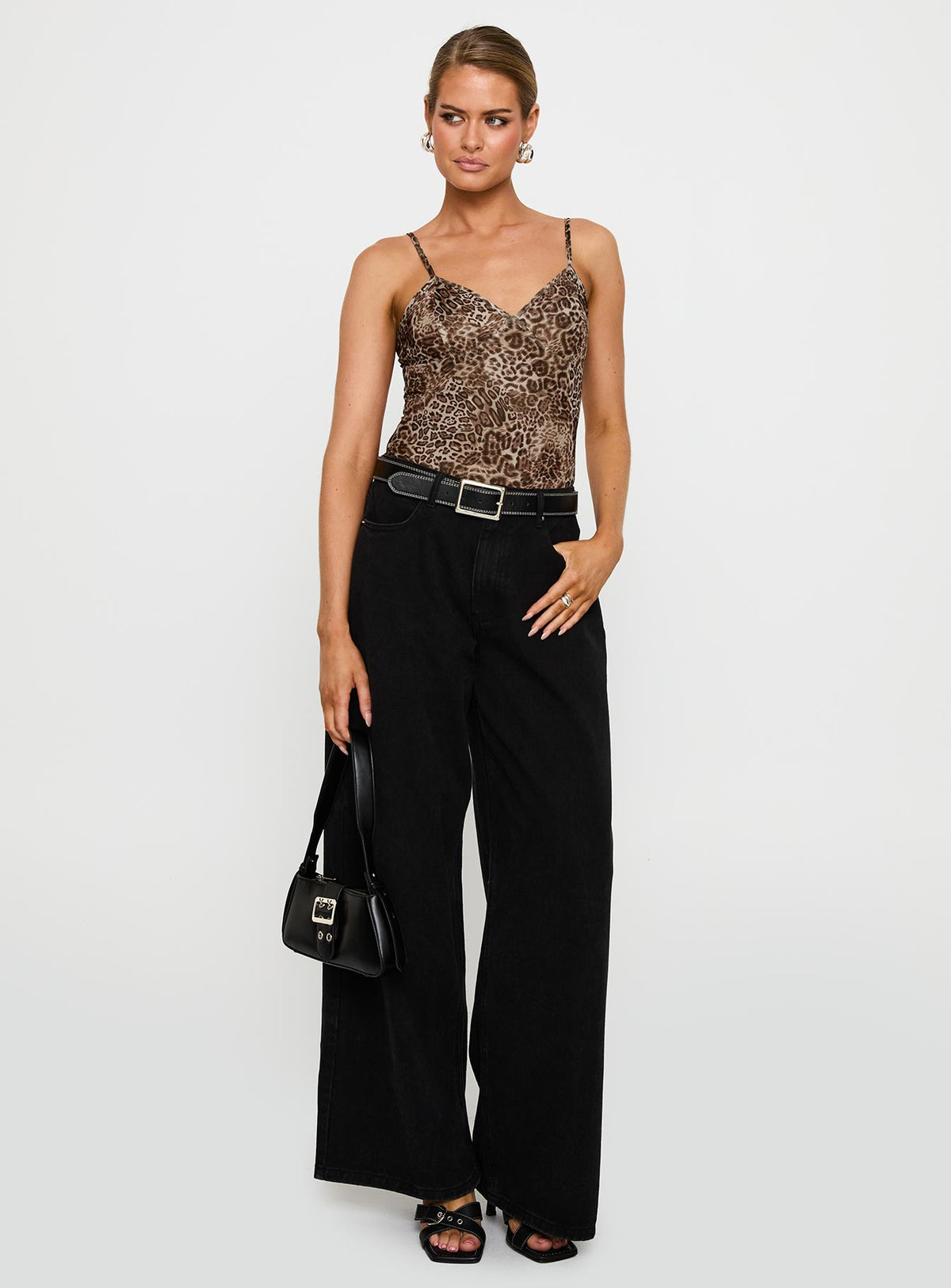 Elixia Bodysuit Leopard Sleeveless Bodysuit 