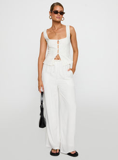 front view of model wearing Princess Polly Parklea Pants White Tall Pants 