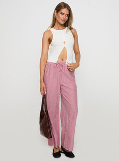 Holiday Tie Front Pants Red/White Stripe Low Rise Pants Pants 