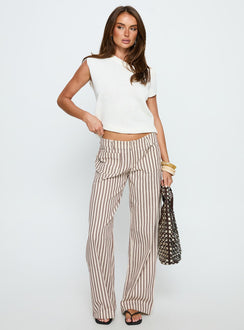 Vendi Low Rise Pant Brown Stripe Low Rise Pants Pants 