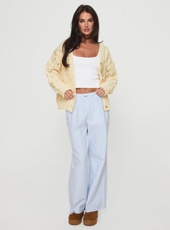 front view of model wearing Princess Polly Daffodil Cardigan Cream Cropped Jumpers Jumpers 