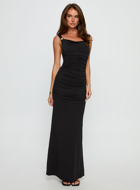 Yakira Halter Cut Out Maxi Dress Black