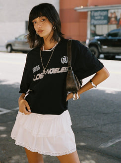   front view of model wearing Princess Polly Capshaw Mini Skirt White Mini Skirts Skirts 