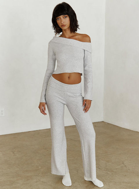 Try Me Knit Pants Grey Low Rise Pants Pants 