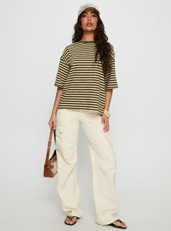 Settle Down Short Sleeve Top Green / Cream Stripe