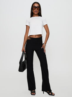 front view of model wearing Princess Polly Eyes On You Flare Pants Black High Rise Pants Pants 