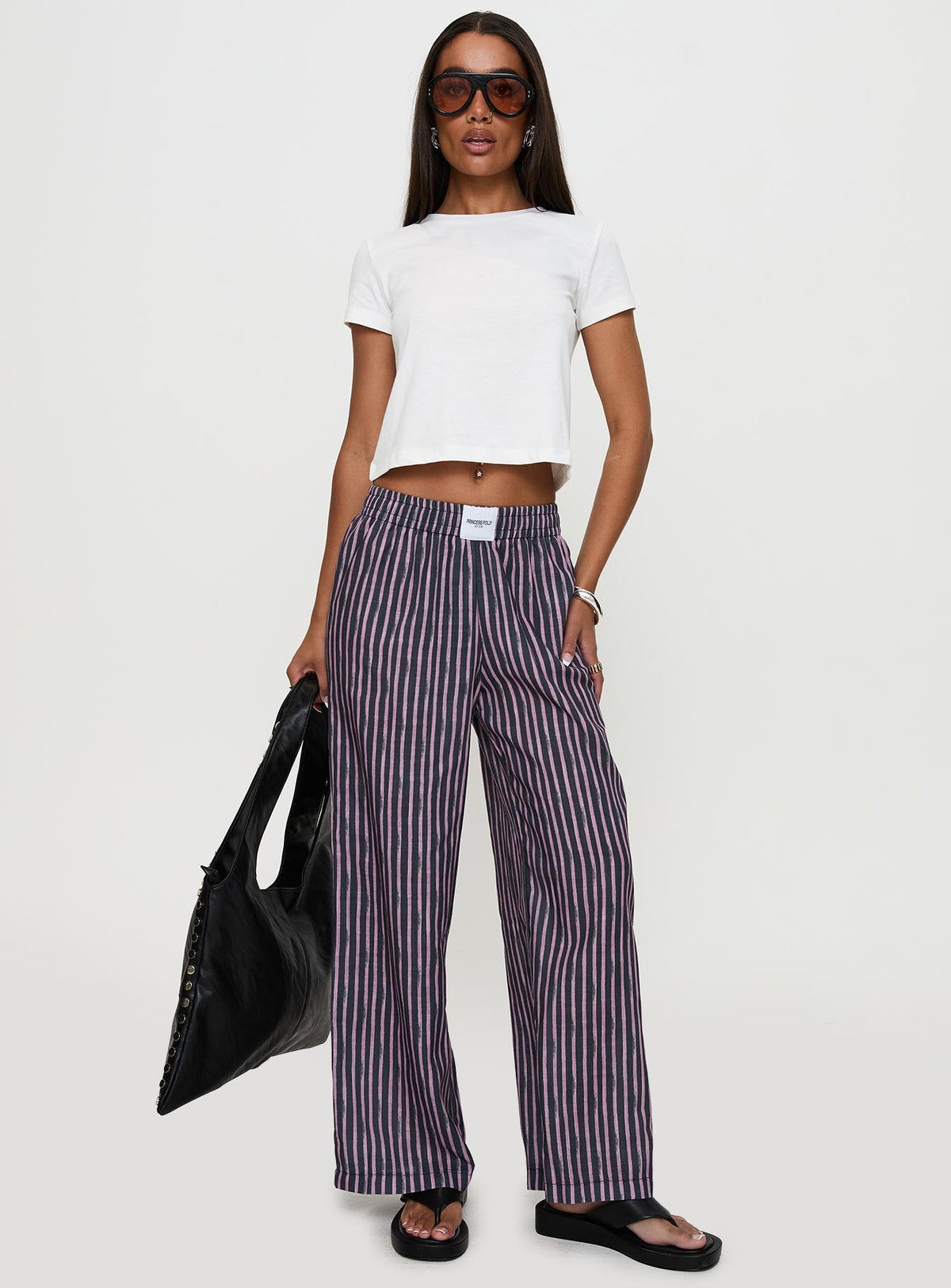front view of model wearing Princess Polly Beach House Pants Multi Pants 