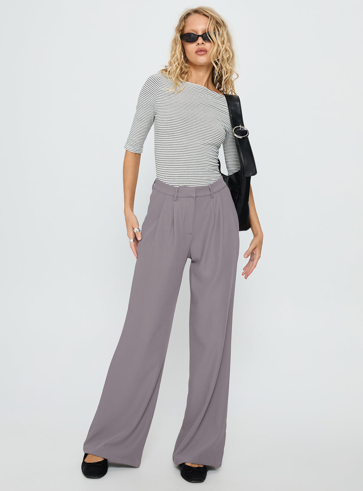 Ambient Wide Leg Pant Grey High Rise Pants Pants 