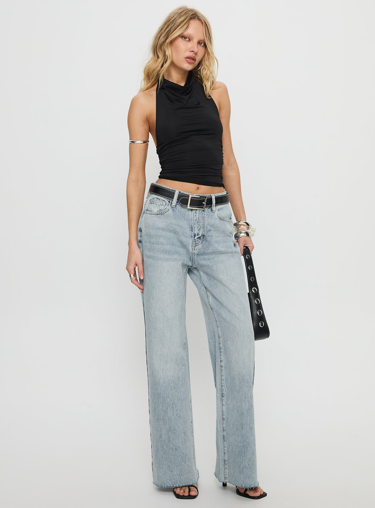 Henesey High Rise Straight Leg Jeans Light Wash Mid Rise Jeans Jeans 