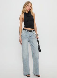Henesey High Rise Straight Leg Jeans Light Wash Mid Rise Jeans Jeans 