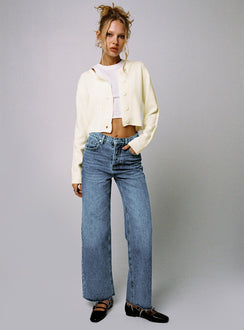 Collase Knit Sweater Cream cropped Jumpers 