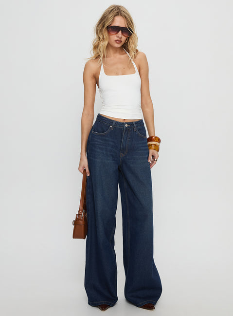 Naylor Mid Rise Wide Leg Jeans Mid Blue Denim Tall