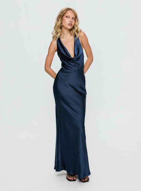 Aubrienna Cowl Neck Maxi Dress Navy
