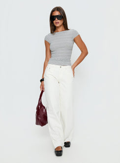 Showcasing the Darla Low Rise Straight Leg Jean White in womens-jeans front view of model wearing Princess Polly