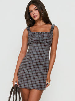 Donnamarie Mini Dress Brown Check