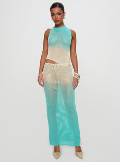 Auralia Knit Maxi Skirt Blue / Cream Maxi Skirts Skirts 