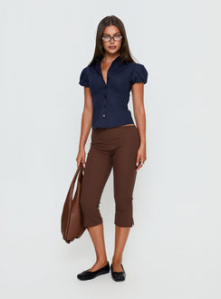 Academia Puff Sleeve Top Navy