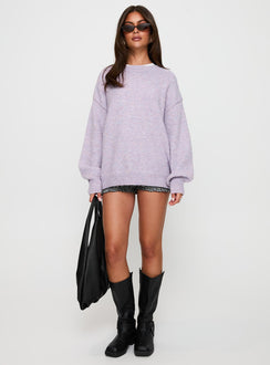front view of model wearing Princess Polly Ryanna Sweater Lilac Longline Jumpers Jumpers 