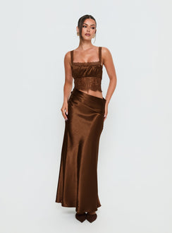 Fayfe Lace Maxi Dress Chocolate
