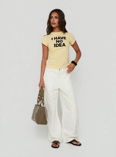 Featuring Mistree Mid Rise Baggy Cargo Jeans White in womens-jeans with mid-rise detail view of model wearing Princess Polly