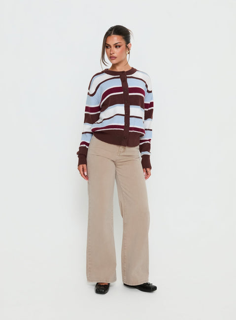 front view of model wearing Princess Polly Nicolo High Rise Straight Leg Jeans Concrete High Rise Jeans Jeans 