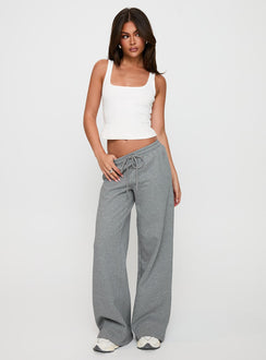 front view of model wearing Princess Polly All Day Straight Leg Sweatpants Grey Marle Low Rise Pants Pants 