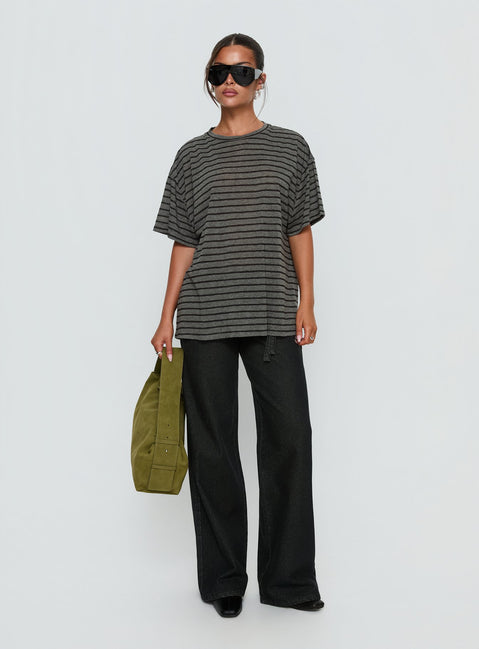Zaydee Oversized Tee Grey / Black Stripe