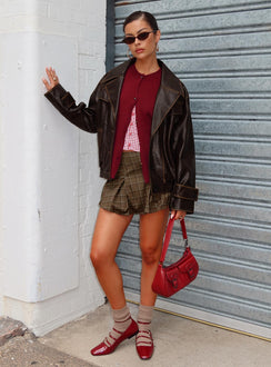 Nicolie Faux Leather Jacket Vintage Washed Brown