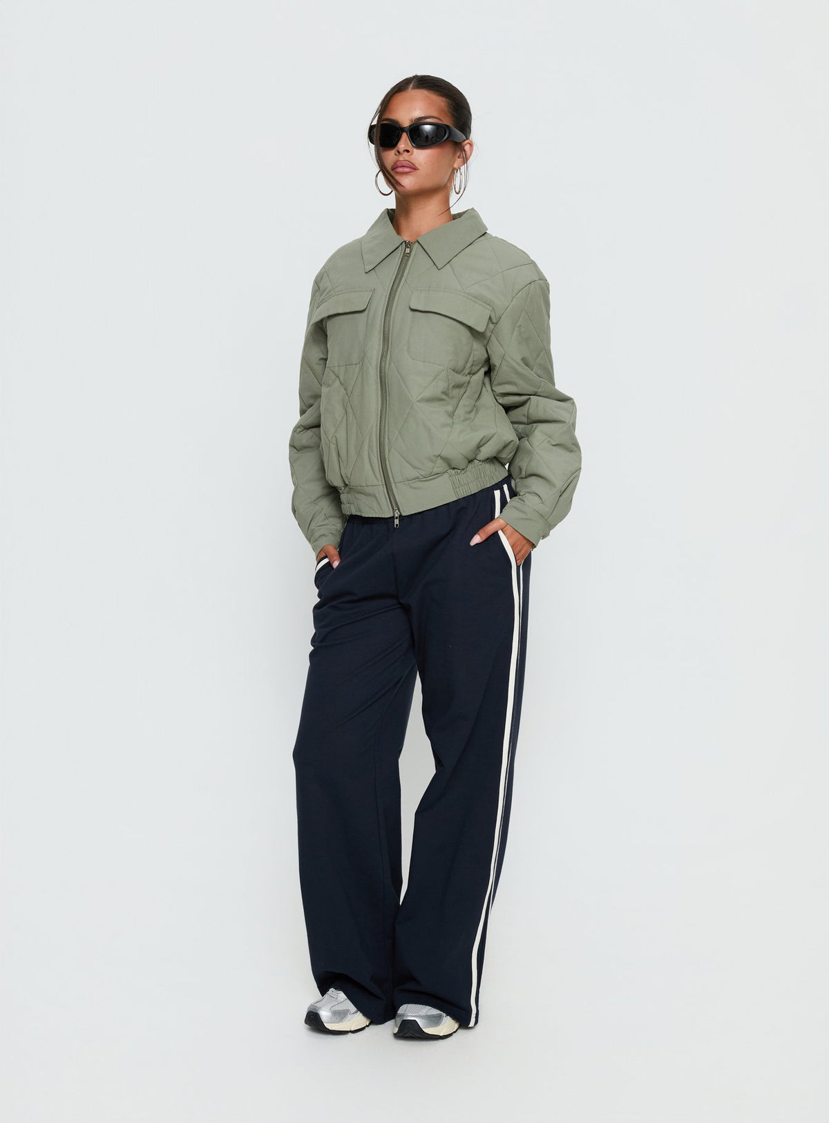 Denvar Quilted Bomber Jacket Green