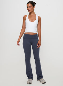 side view of model wearing Princess Polly Movement Yoga Pant Blue High Rise Pants Pants 