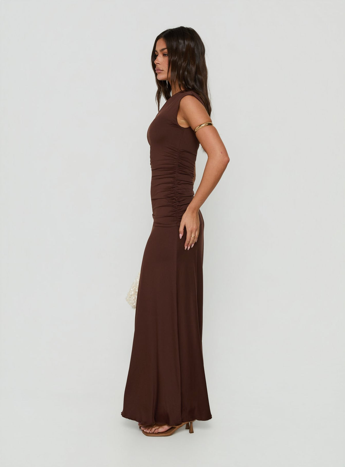 Gwenneth One Shoulder Maxi Dress Chocolate