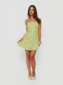Elorra Strapless Mini Dress Green