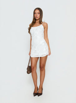Kareina Scoop Emrboidered Mini Dress White