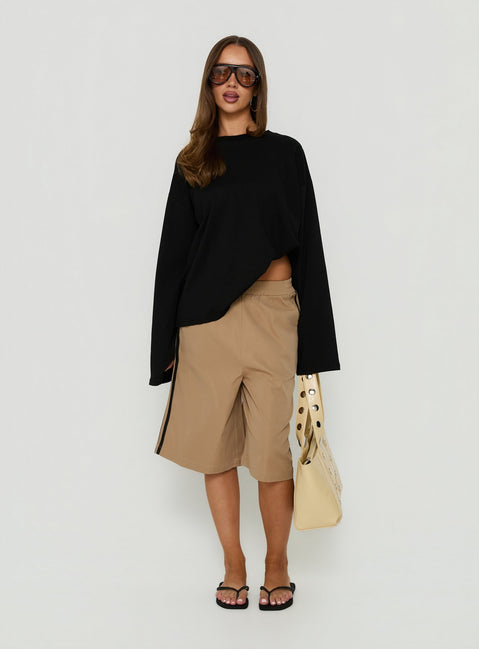 Boe Longline Track Shorts Brown