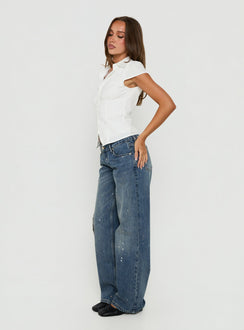 Ellanor Low Rise Paint Straight Leg Jean Vintage Mid Blue