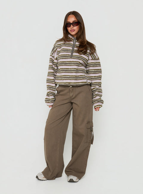 Quinee Polar Fleece Jumper Pink Multi Cropped Jumpers Jumpers 