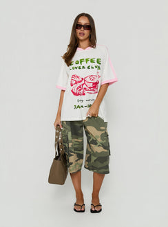 Coffee Lover Oversized Graphic Tee White / Multi