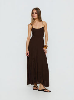 Janeira Pleat Maxi Dress Chocolate