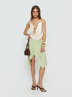   front view of model wearing Princess Polly Daelen Waterfall Midi Skirt Mint Midi Skirts Skirts 