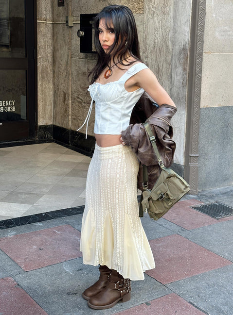 product Betharia Midi Skirt Cream Princess Polly  Midi Skirts 