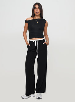 front view of model wearing Princess Polly Burna Pants Black High Rise Pants Pants 